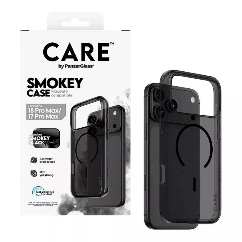 CARE by PanzerGlass Smokey dėklas su juodu MagSafe iPhone 17 Pro Max