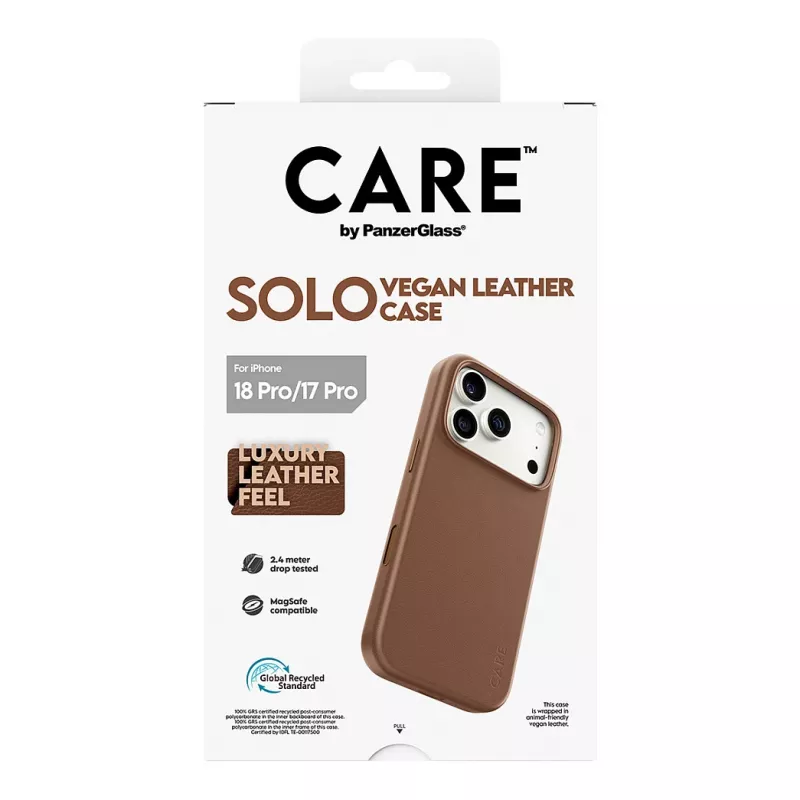 CARE by PanzerGlass Solo vegano odos dėklas rudas su MagSafe, skirtas iPhone 17 Pro