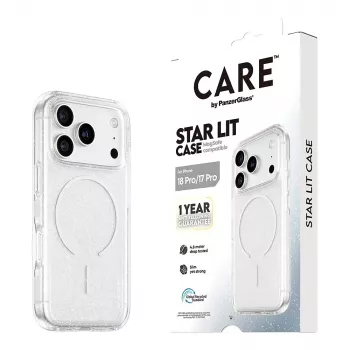 CARE by PanzerGlass Star Lit dėklas su MagSafe, skirtas iPhone 17 Pro - permatomas