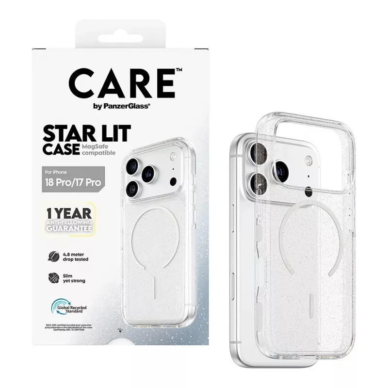 CARE by PanzerGlass Star Lit dėklas su MagSafe, skirtas iPhone 17 Pro - permatomas