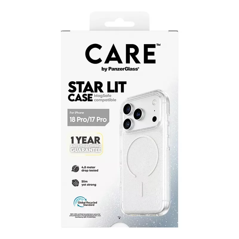 CARE by PanzerGlass Star Lit dėklas su MagSafe, skirtas iPhone 17 Pro - permatomas