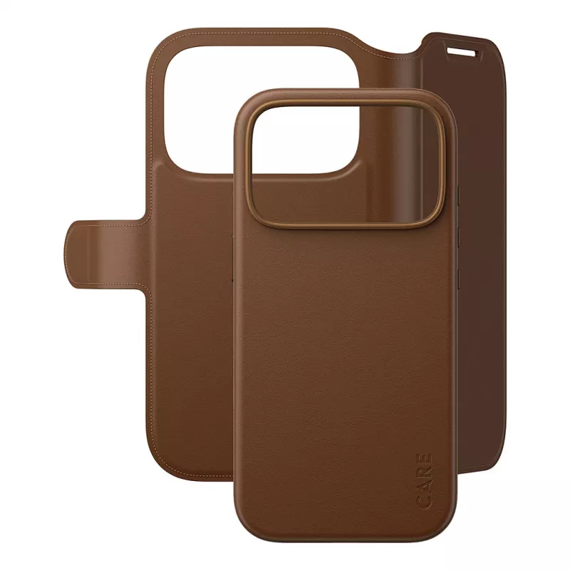 CARE by PanzerGlass Tango 2-in-1 dėklas su pinigine, rudas, su MagSafe, skirtas iPhone 17 Pro