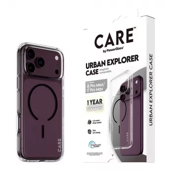 CARE by PanzerGlass Urban Explorer dėklas permatomas su juodu MagSafe skirtas iPhone 17 Pro Max