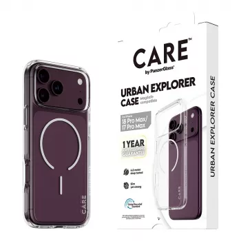 CARE by PanzerGlass Urban Explorer dėklas permatomas su baltu MagSafe iPhone 17 Pro Max