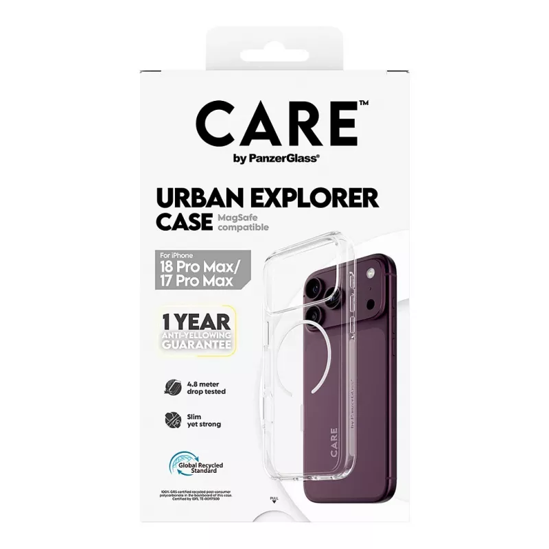 CARE by PanzerGlass Urban Explorer dėklas permatomas su baltu MagSafe iPhone 17 Pro Max