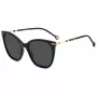 Carolina Herrera HER0091S807 Moteriški katės akies formos akiniai nuo saulės – juodas acetato rėmelis, pilki polikarbonato lęšiai, UV400 apsauga