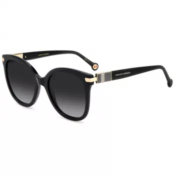 CAROLINA HERRERA HER0134S807 Moteriški Akiniai nuo Saulės - Juodas Acetato Rėmelis, Pilki Polikarbonato Lęšiai, 55/21/145 mm