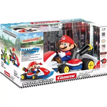 Carrera RC Mario Kart - Mario lenktyninis kartas su garsais raudonas/mėlynas, 1:16