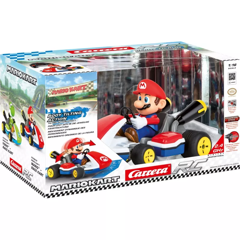 Carrera RC Mario Kart - Mario lenktyninis kartas su garsais raudonas/mėlynas, 1:16