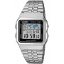 Casio A500WA-1DF klasikinis skaitmeninis laikrodis – nerūdijančio plieno juosta, LED foninis apšvietimas, pasaulio laikas