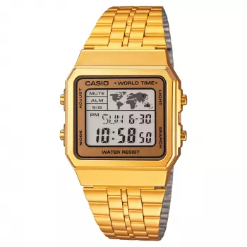CASIO A500WGA-9 Vyrų Skaitmeninis Laikrodis 39mm Auksinio Tonelio Nerūdijantis Plienas