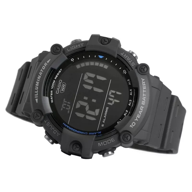 Casio AE-1500WH-8BVEF Vyriškas skaitmeninis laikrodis – derva, 100m atsparus vandeniui, pasaulinis laikas