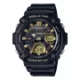 CASIO AEQ-120W-9A Vyriškas analoginis-skaitmeninis laikrodis, 53,3 mm, juodas dervos korpusas, juodas dervos dirželis, auksinės detalės
