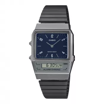 CASIO AQ-800EB-2AEF Unisex Analog-Digital Watch, 32mm, Blue Dial, Silver Mesh Band