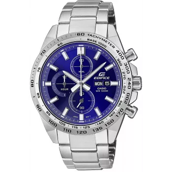 CASIO Edifice EFR-574D-2AVUEF Vyriškas Analoginis Kvarcinis Laikrodis, 42,3 mm, Mėlynas Ciferblatas, Nerūdijančio Plieno Apyrankė