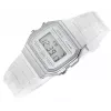 Casio F-91WS-7DF Skaitmeninis laikrodis – permatomas baltas korpusas, unisex, kvarcinis, LED apšvietimas, atsparus vandeniui 3 ATM