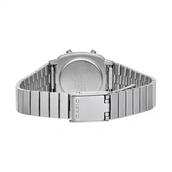 CASIO LA670WES-4AEF Moteriškas Skaitmeninis Laikrodis – Rožinio Aukso Ciferblatas, Sidabrinis Korpusas ir Apyrankė, 24 mm