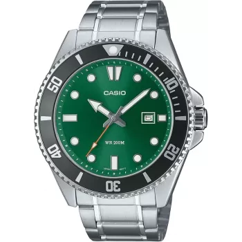 CASIO MDV107D3A2VDF Vyriškas analoginis kvarcinis laikrodis, 42 mm nerūdijantis plienas, žalias ciferblatas, 200 m atsparumas vandeniui