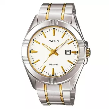 CASIO vyriškas analoginis kvarcinis laikrodis MTP-1308SG-7A nerūdijančio plieno dviejų spalvų 43,5 mm