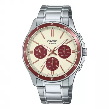 Casio MTP1374D5A2VD vyriškas analoginis laikrodis su nerūdijančio plieno apyranke ir rudu ciferblatu