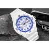 CASIO MRW200HC7B2VD Vyrų Analoginis Kvarcinis Laikrodis su Dienos-Datos Rodymu, 100m Atsparus Vandeniui, Dervos Juosta, Baltas Ciferblatas, Mėlynas/Raudonas Rėmelis