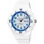CASIO MRW200HC7B2VD Vyrų Analoginis Kvarcinis Laikrodis su Dienos-Datos Rodymu, 100m Atsparus Vandeniui, Dervos Juosta, Baltas Ciferblatas, Mėlynas/Raudonas Rėmelis