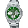 Casio MTP-1375D-3A Vyriškas Analoginis Kvarco Laikrodis Žalias Ciferblatas Sidabrinis Nerūdijantis Plienas