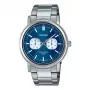 Vyriškas analoginis laikrodis CASIO MTP-E335D-2E1VD su mėlynu ciferblatu ir nerūdijančio plieno apyranke, 47,6 mm