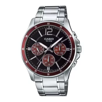 CASIO MTP1374D5AVDF Vyriškas analoginis kvarcinis laikrodis su nerūdijančio plieno apyranke ir rudu ciferblatu, 43,5 mm
