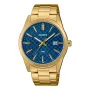 CASIO MTPVD03G2AUDF Vyriškas analoginis laikrodis, 45mm nerūdijančio plieno korpusas, mėlynas ciferblatas, auksinė apyrankė, 50m atsparumas vandeniui