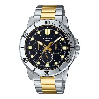 CASIO MTPVD300SG1EU Vyriškas analoginis kvarcinis laikrodis 45mm nerūdijantis plienas dviejų spalvų sidabras/auksas