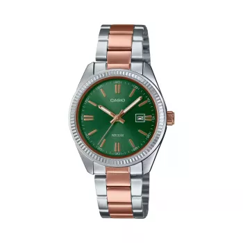 CASIO Women's LTP1302PRG3AV Analog Quartz Watch 34,5 mm Rose Gold-tone Stainless Steel Green Dial