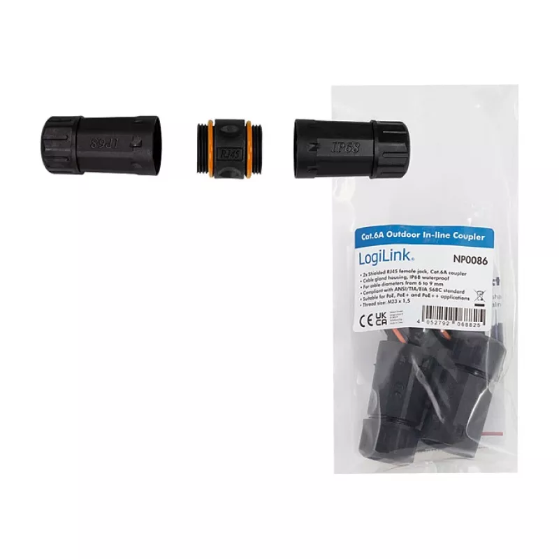 CAT6a lauko mova IP68 RJ45 lizdas-lizdas ekranuota Ethernet jungtis