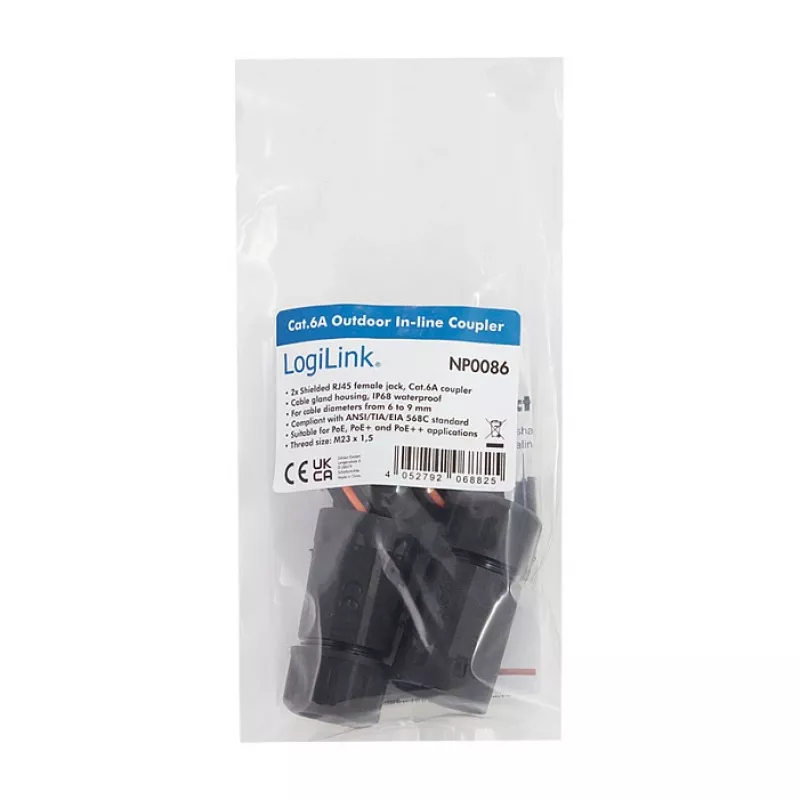 CAT6a lauko mova IP68 RJ45 lizdas-lizdas ekranuota Ethernet jungtis