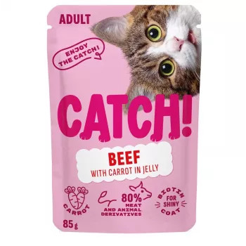 CATCH Jautienos ir morkų želė šlapias kačių maistas - 85g
