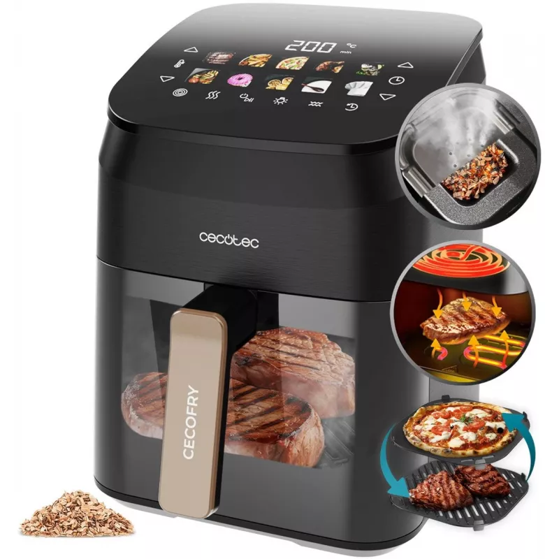 Cecotec Cecofry&Grill Smokin' 4500 oro gruzdintuvė, juoda