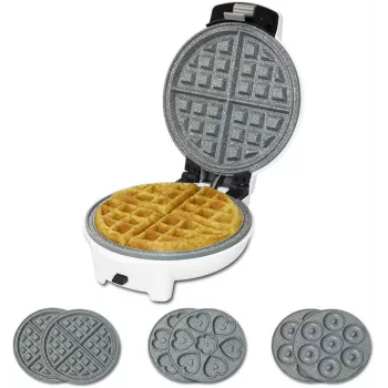 Cecotec Fun Gofrestone 3in1 vaflinė | 700 W | 3 keičiamos plokštės vafliams, keksiukams ir spurgoms | nelipni Gofrestone danga | balta