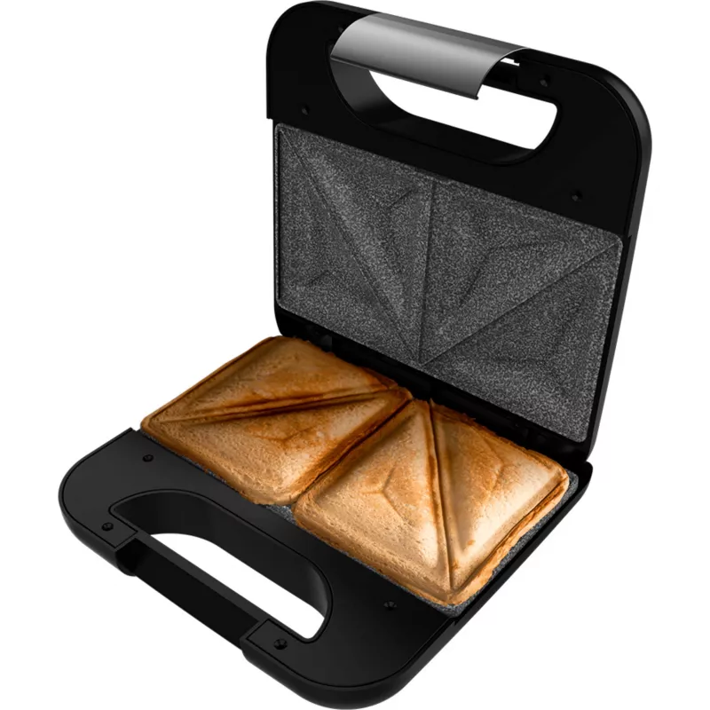 CECOTEC Rock'nToast Classic+ Sumuštinių Kepimo Aparatas (Nerūdijantis Plienas/Juoda, 800 W, 2 Asmenims)