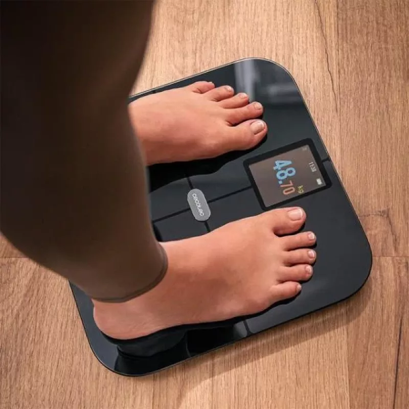 Cecotec Surface Precision HealthySmart svarstyklės su kūno sudėties analize, 180 kg, Bluetooth, juodos spalvos