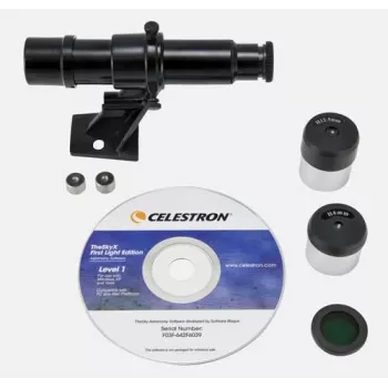 Celestron FirstScope Accessory Kit – 20 mm ir 6 mm Kellner okuliarai, 2x Barlow lęšis, Mėnulio filtras, valymo šluostė