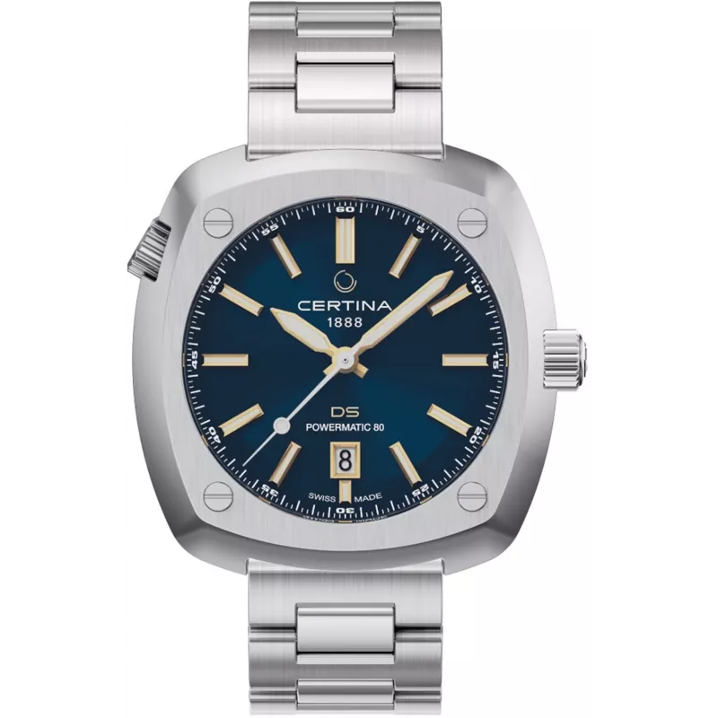 Certina DS Action Diver automatinis vyriškas laikrodis 43mm mėlynu ciferblatu, nerūdijančio plieno Milanese Mesh apyranke C041407190410