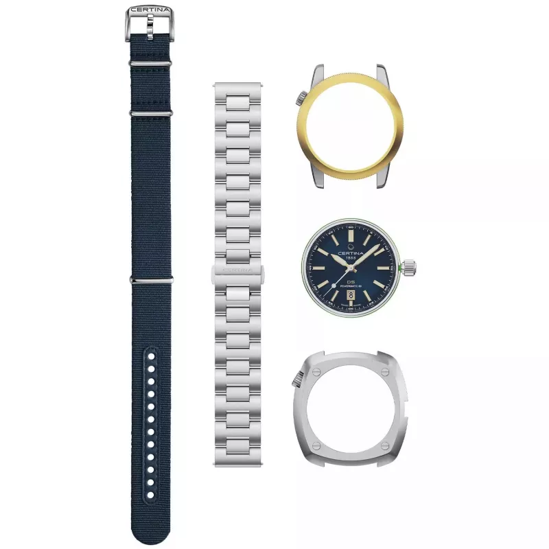 Certina DS Action Diver automatinis vyriškas laikrodis 43mm mėlynu ciferblatu, nerūdijančio plieno Milanese Mesh apyranke C041407190410