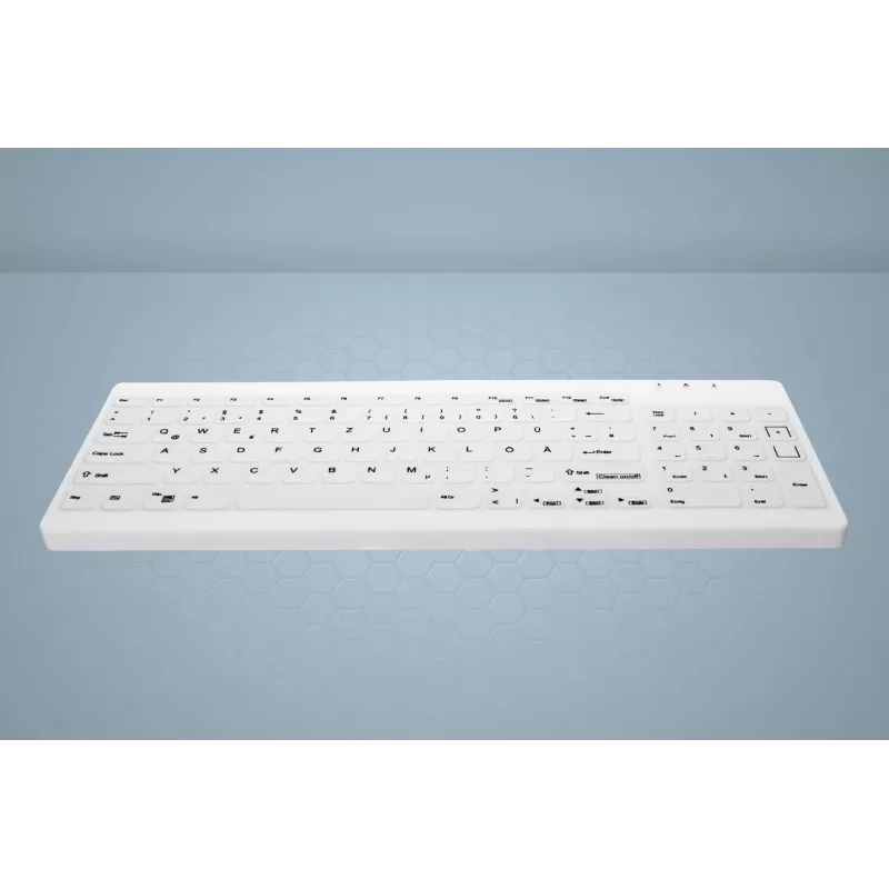 CHERRY Contour Active Key QuickClean AK-C7012 laidinė klaviatūra, juoda, QWERTY, USB, CHERRY SX žirklinė technologija, 105 klavišų, plonas dizainas, dezinfekuojamas paviršius