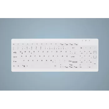 CHERRY Contour Active Key QuickClean AK-C7012 laidinė klaviatūra, juoda, QWERTY, USB, CHERRY SX žirklinė technologija, 105 klavišų, plonas dizainas, dezinfekuojamas paviršius