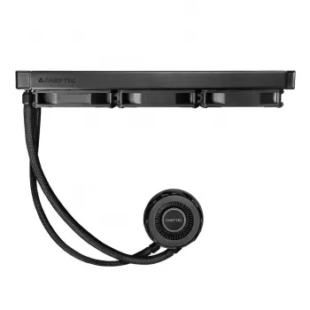 Chieftec Iceberg PRO 360 RGB skysčio aušinimo sistema CPU su VRM ventiliatoriumi – 360 mm radiatorius, ARGB PWM ventiliatoriai, varinis šaltnešio blokas, palaiko Intel LGA 1700/1200/115x/2066/2011 ir AMD AM5/AM4/AM3+/AM3/AM2+/AM2/FM2+/FM2/FM1, juoda