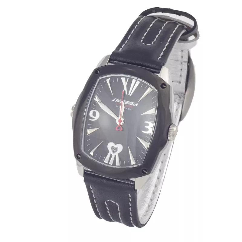 CHRONOTECH CT7696L-12 Prisma Unisex Quartz Watch 34 mm White Dial White Leather Strap