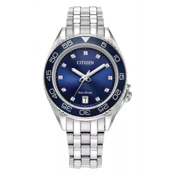 CITIZEN Moteriškas Eco-Drive laikrodis FE6160-57L 35,4mm mėlynu ciferblatu