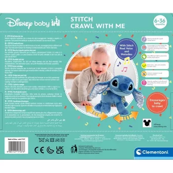 Clementoni Disney Baby Stitch We Crawl Together Minkštas Žaislas, Mėlynas, 25 cm, Nuo Gimimo