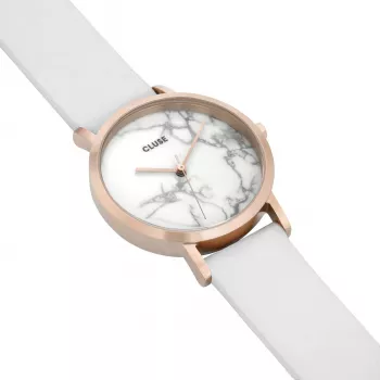 CLUSE Minuit moteriškas kvarcinis laikrodis 33 mm rožinio aukso nerūdijančio plieno tinkleliu