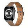 COLMI C28 Smartwatch – Juodas korpusas + Ruda odinė juosta